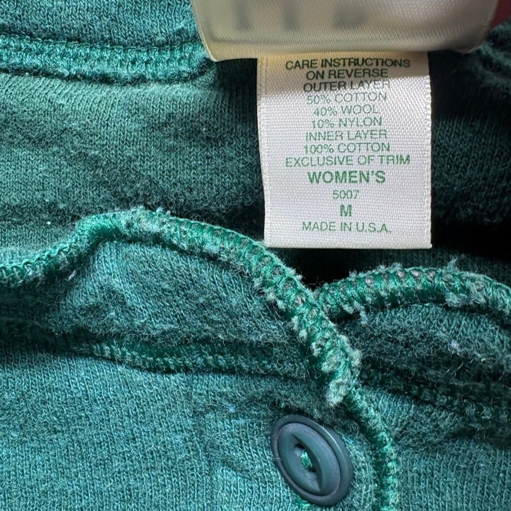Vintage LL Bean River Drivers Shirt Womens Medium Green Wool Blend Henley - Picture 5 of 8